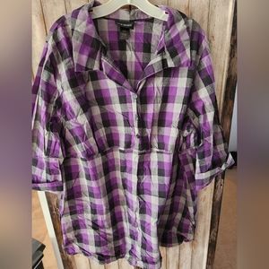 Lane Bryant 3/4 blouse plaid design 22/24